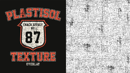 Vector grunge plastisol texture. Distressed, cracked overlay for vintage effects. Perfect for t-shirt graphics.