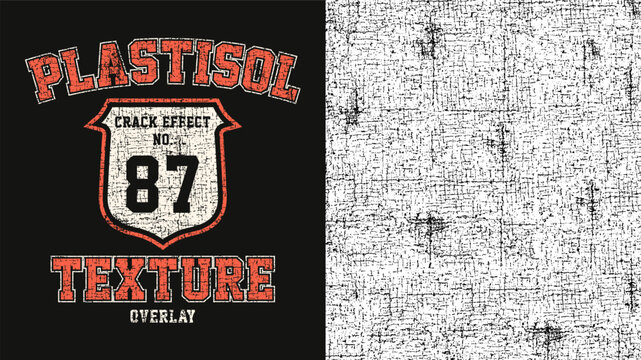 Vector grunge plastisol texture. Distressed, cracked overlay for vintage effects. Perfect for t-shirt graphics.