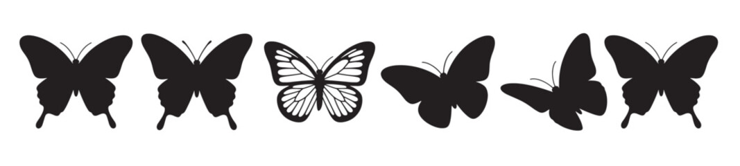 collection of six black butterfly silhouettes with varied  © Colna