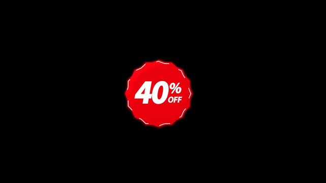 40% Off Discount Business Sale Icon Animation 4K Retail Marketing & Sales Promotion symbol Footage.