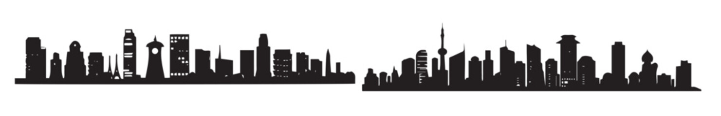 city buildings silhouette illustration design isolated