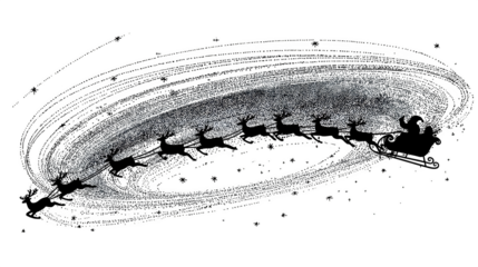 Santa’s Sleigh in Flight, isolated on transparent background