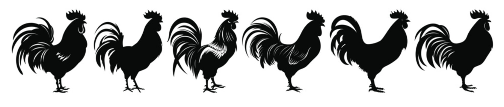 cock rooster silhouette vector bundle rooster silhouettes