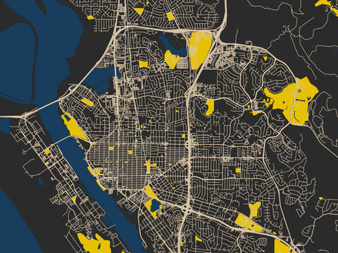 Clean urban street map of Vallejo, California