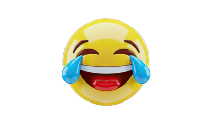 Emoji Laughing with Tears of Joy on White Background