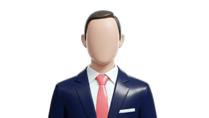 Faceless Businessman in Suit, Isolated on White Background