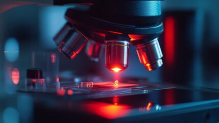 A scientist is examining various samples under a highpowered microscope in a stateoftheart laboratory utilizing cuttingedge technology to drive forward innovation in the fields of science and research