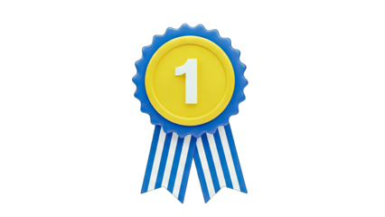 First Place Award Ribbon on White Background