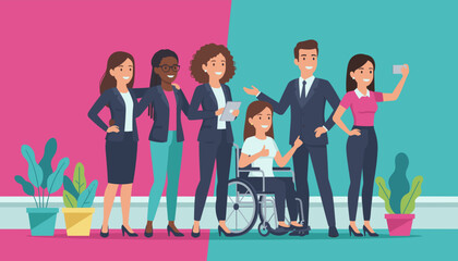 Professional diverse team portrait showcasing inclusion equality and workplace success