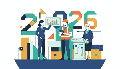 2026 business strategy Executives and worker discuss growth forecasting and industry planning