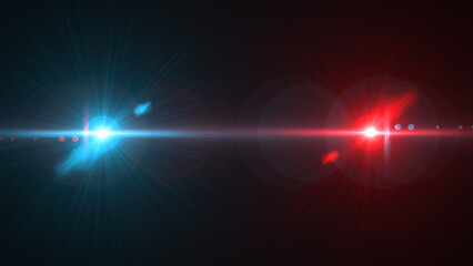 Red and blue light rays background