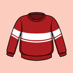 vector red sweater cartoon illustration