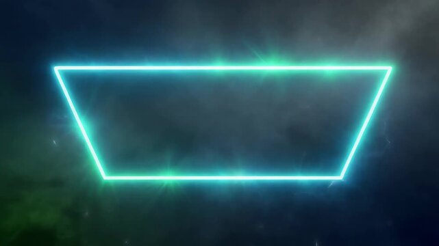 Glowing blue trapezoid in misty space, ideal for abstract designs or futuristic backgrounds in digital projects. Suitable for graphic designers.