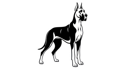 Elegant black and white dog silhouette on a clean white background