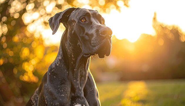 Majestic Brindle Great Dane Portrait in Golden Hour Sunlight