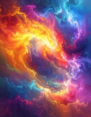 Fototapeta premium Vibrant abstract explosion of luminous, swirling colors creating ethereal energy patterns.
