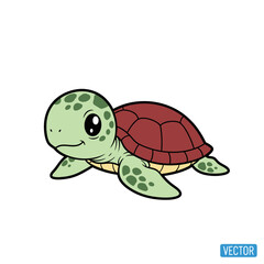 Obraz premium set 4 shelled animal popular kawaii illustration sea turtle