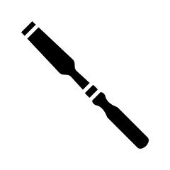 Solid Black Woodworking Chisel Tool Silhouette Icon
