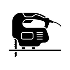Solid Black Electric Jigsaw Power Tool Silhouette Icon
