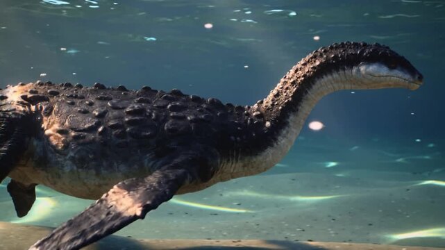 Plesiosaurus swimming in a sunlit ocean clearing