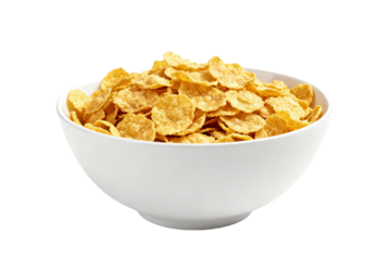 A bowl of crispy golden corn flakes for a morning meal