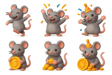 Naklejka premium Festive rat icons for celebrations and financial themes