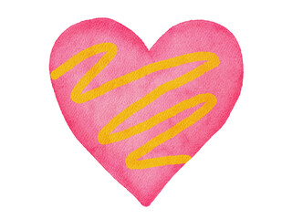 watercolor illustration of pink heart