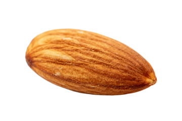 A single almond nut with brown outer skin and visible texture