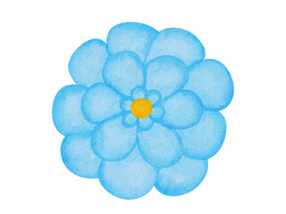 Watercolor cute blue flower illustration 