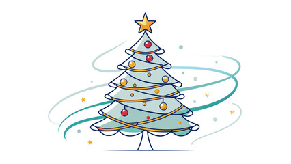 Very beautiful simple yet elegant one-line Christmas tree illustration with a smooth continuous stroke, perfect for holiday cards, festive branding, minimal seasonal artwork, and modern winter-themed 