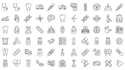 hand draw medical related icons silhouette isolated on transparent background