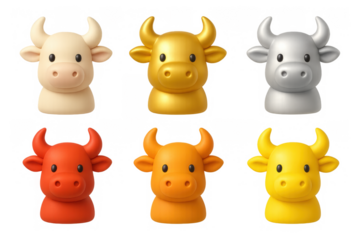 Vibrant ox icon set featuring minimalist colorful designs for creative decorations