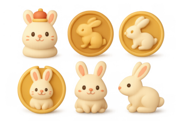 Charming zodiac rabbit icons for design usage and festive celebrations