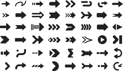 Extensive collection of black arrow icons in various styles symbol direction
