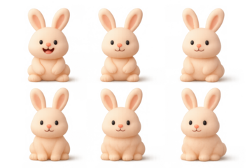 Cute cartoon rabbit icon set for easter and spring design projects