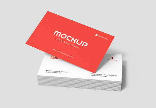 Realistic Stacked Business Card Mockup Template