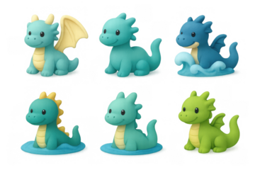 Cute cartoon dragon icon set for all ages - fun and simple design for digital and print projects