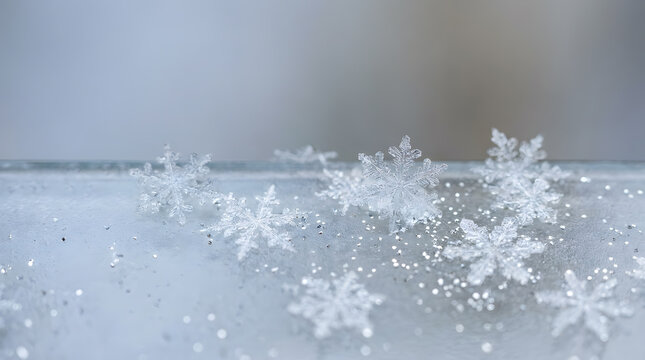 Luxury Macro Snowflakes on Glass Surface - Powered by Adobe