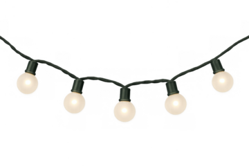 Glowing string lights creating festive illumination for celebration banners, party backdrops, and holiday decorations, transparent background