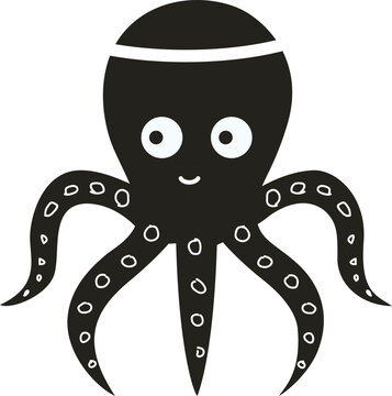 Cute black octopus cartoon vector images & illustrations