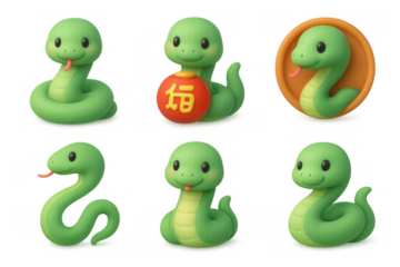Cute snake zodiac icons collection for new year celebrations and design projects