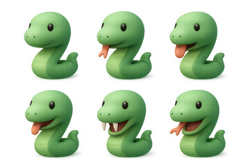 Fototapeta premium Cute cartoon snake icons for design and decoration