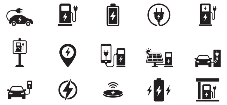 Car charging point icon. Electric plug symbol. Electricity sign. Electric car icon.	
