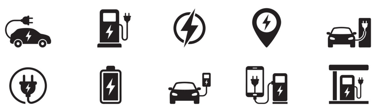 Car charging point icon. Electric plug symbol. Electricity sign. Electric car icon.	
