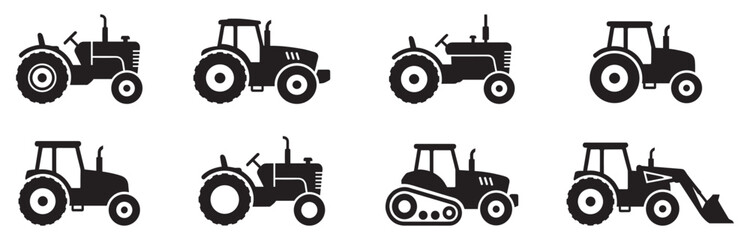 Tractor icon vector set. Agriculture illustration sign collection. Vehicle symbol. Vector Illustration. EPS 10