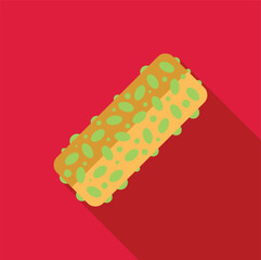 Moldy bread representing food waste and expiration dates with red background and long shadow