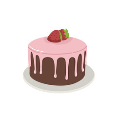 chocolate cake with strawberry vector
