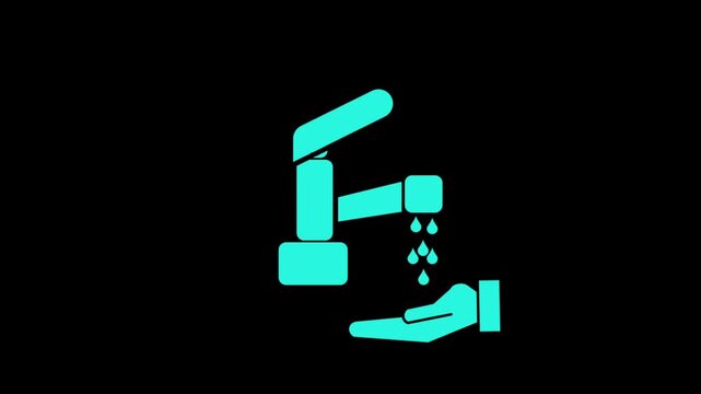 Personal Hygiene Wash Hands Under Faucet Animation. Wash Hands Under Faucet Animation Motion Icon.