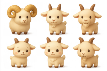 Cute adorable goat icons collection for fun and playful designs