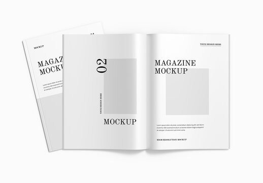Open Magazine with Cover Mockup